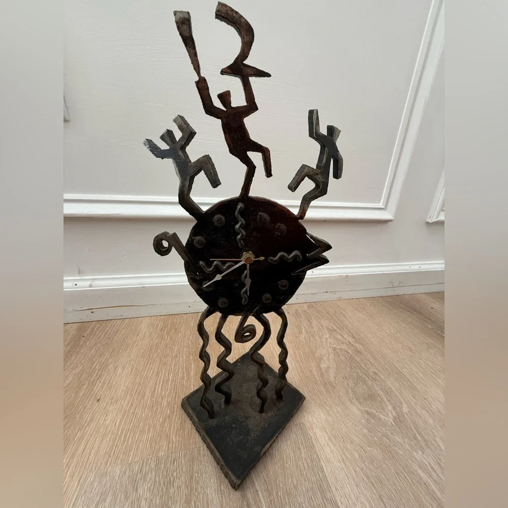 Ivan McLean Pop Art Vintage Steel Clock Handmade Heavy Clock Unique Rare Piece